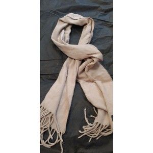 Beige tassled scarf 62 inches tie rack preowned